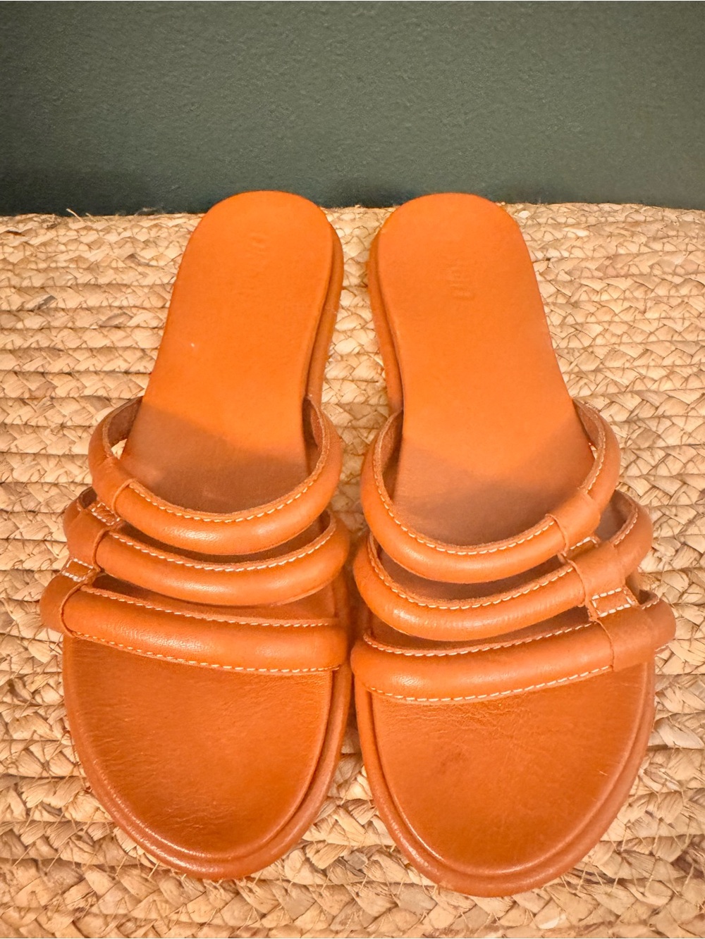 OluKai Women's Triple-Strap Slide Sandals in Cognac Orange